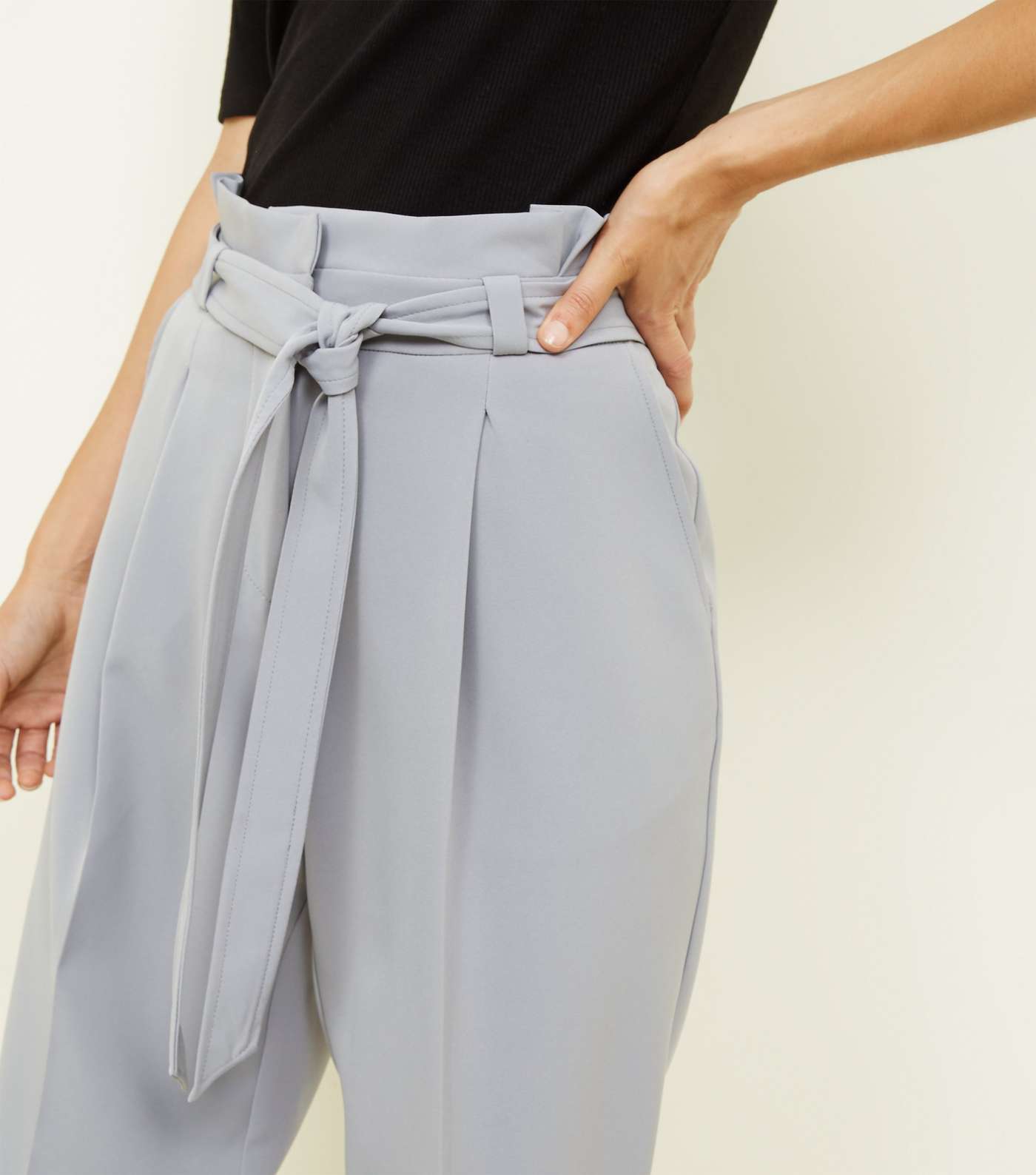 Dark Grey Paperbag Waist Tapered Trousers Image 5