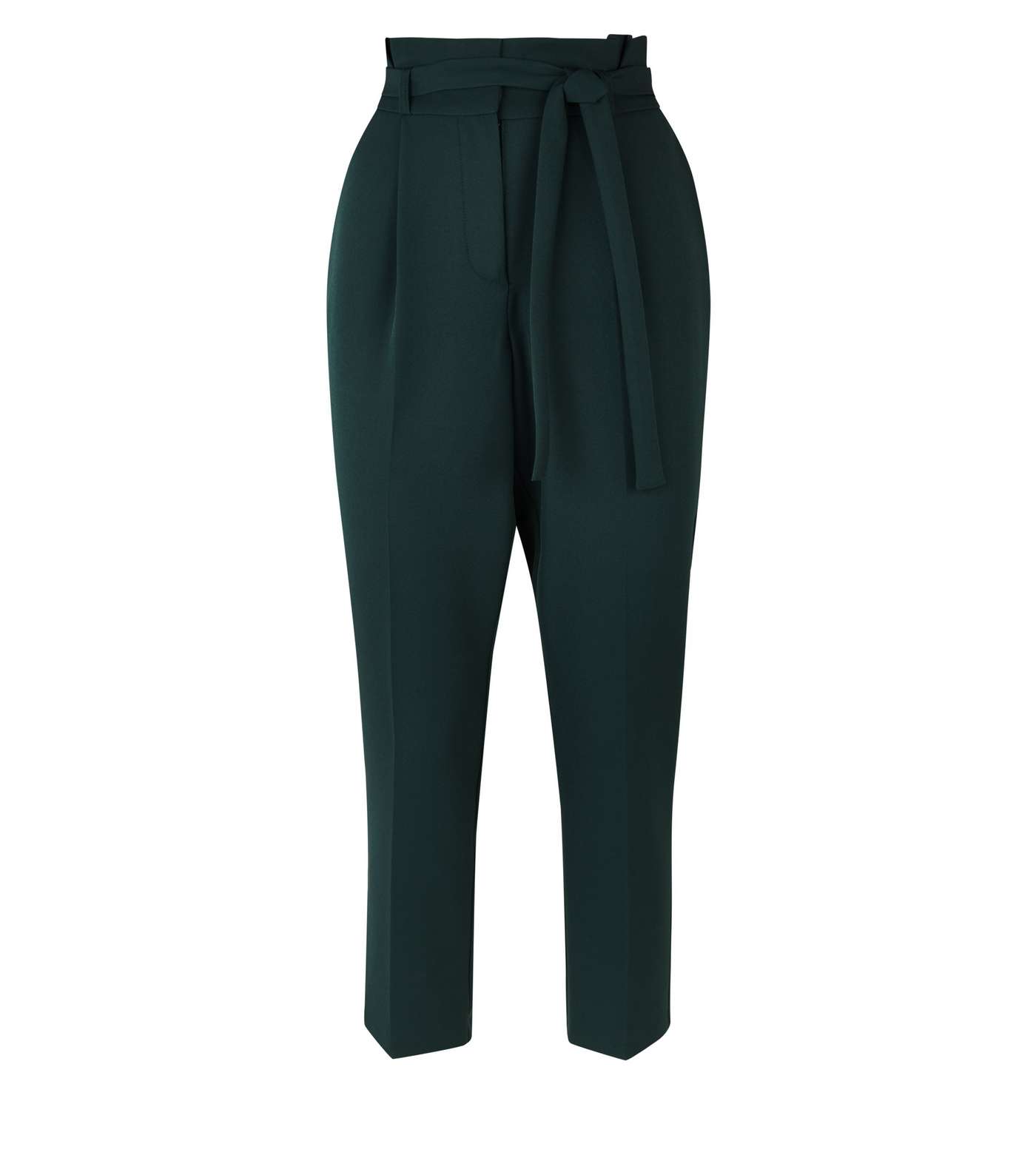 Dark Green Paperbag Waist Tapered Trousers Image 4