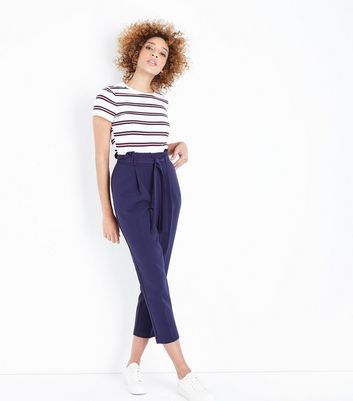 Fashion paperbag tapered trousers