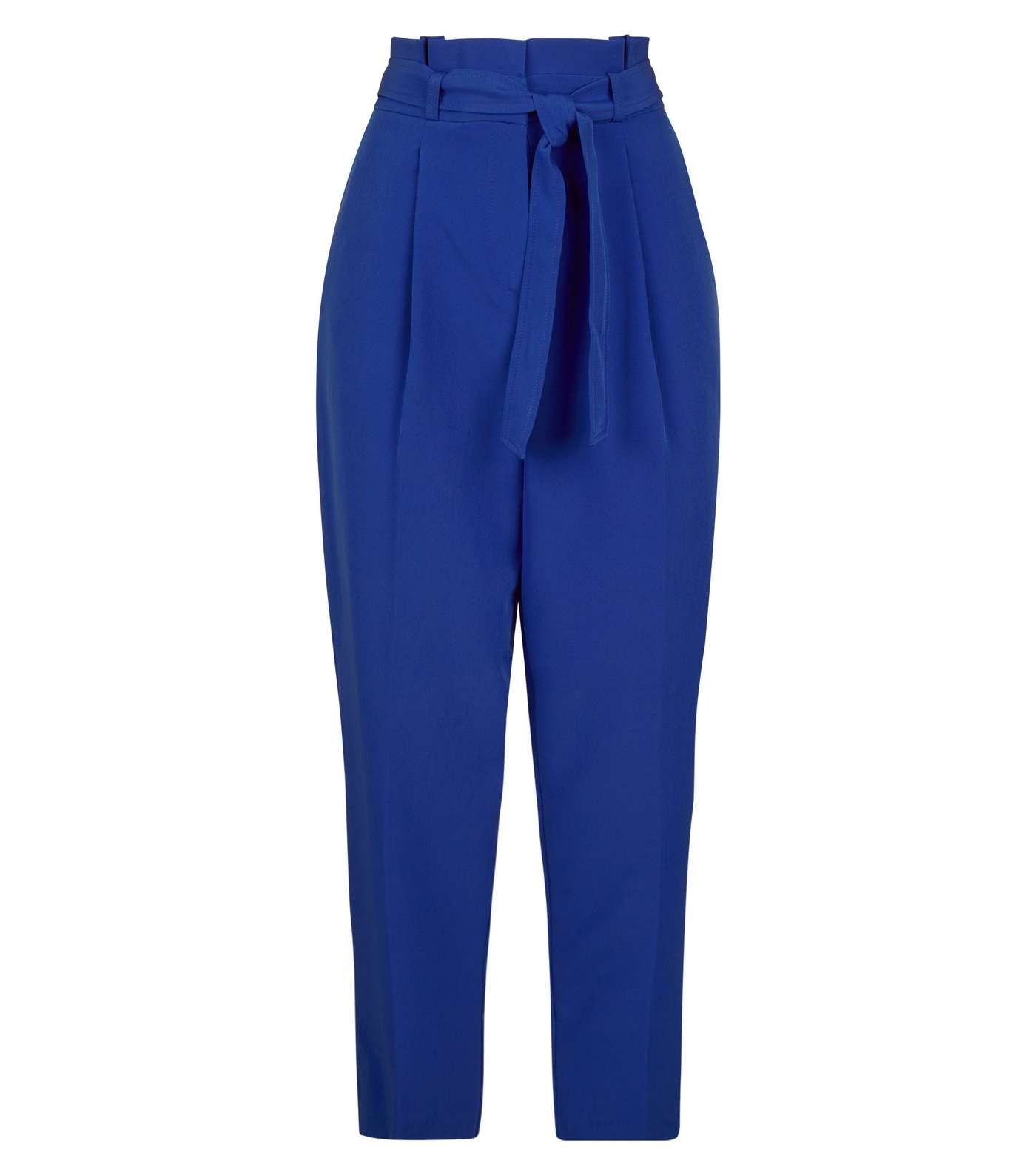 Bright Blue Paperbag Waist Tapered Trousers Image 4