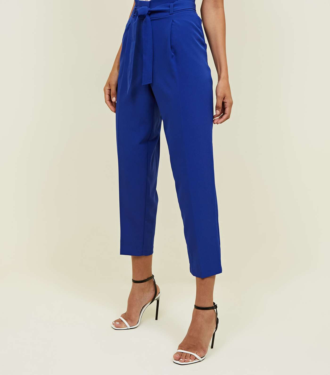 Bright Blue Paperbag Waist Tapered Trousers Image 6