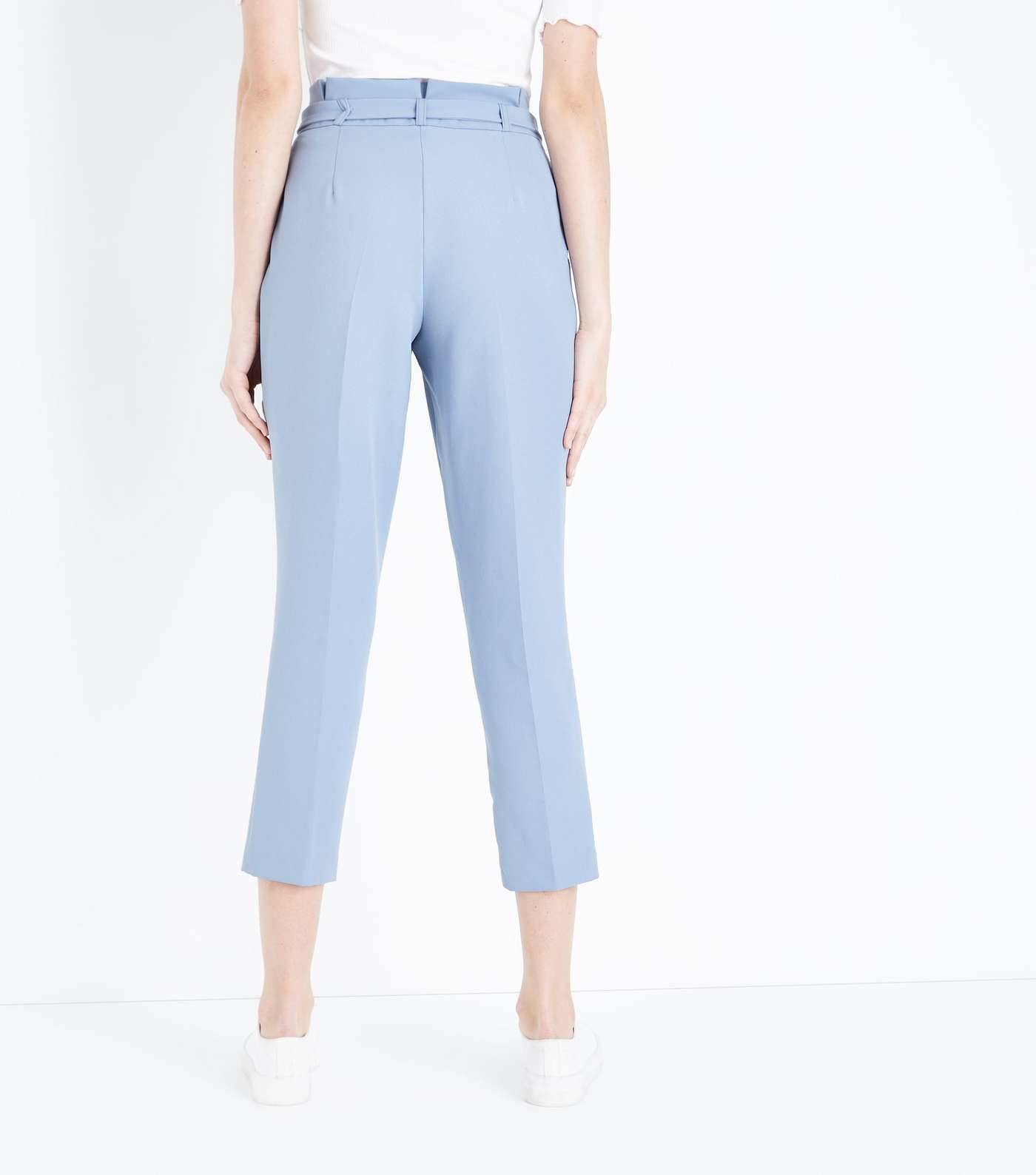Pale Blue Paperbag Tapered Trousers Image 3