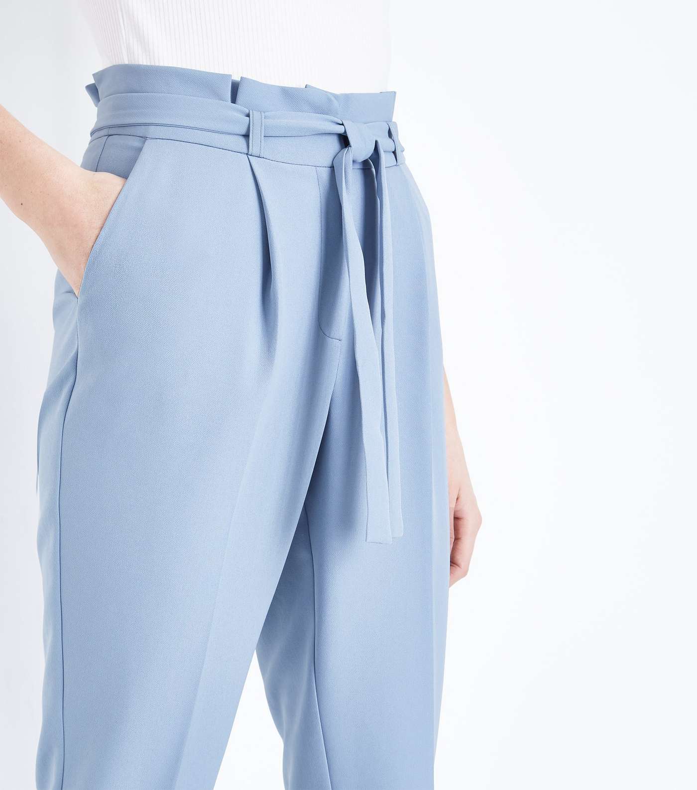 Pale Blue Paperbag Tapered Trousers Image 5