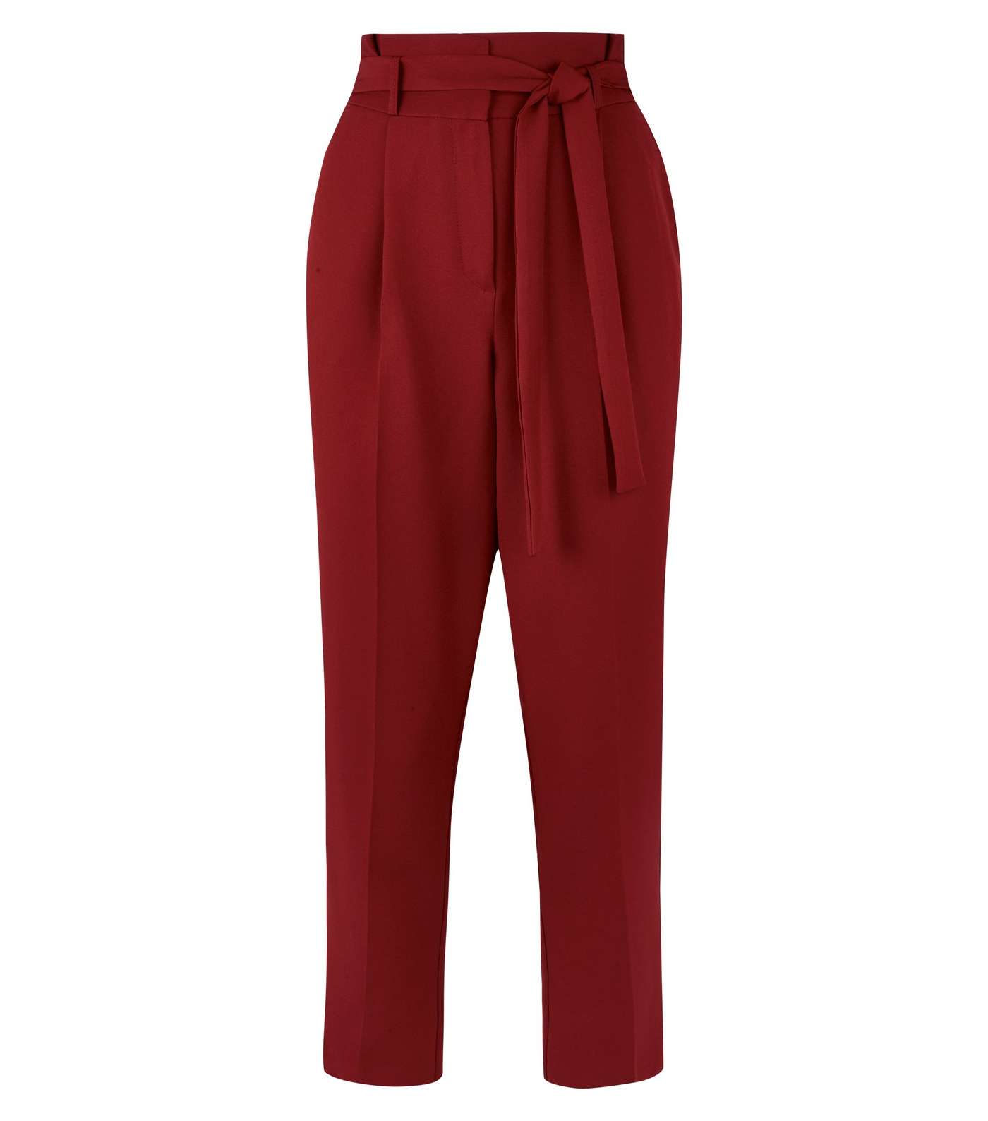 Dark Red Paperbag Waist Tapered Trousers Image 4