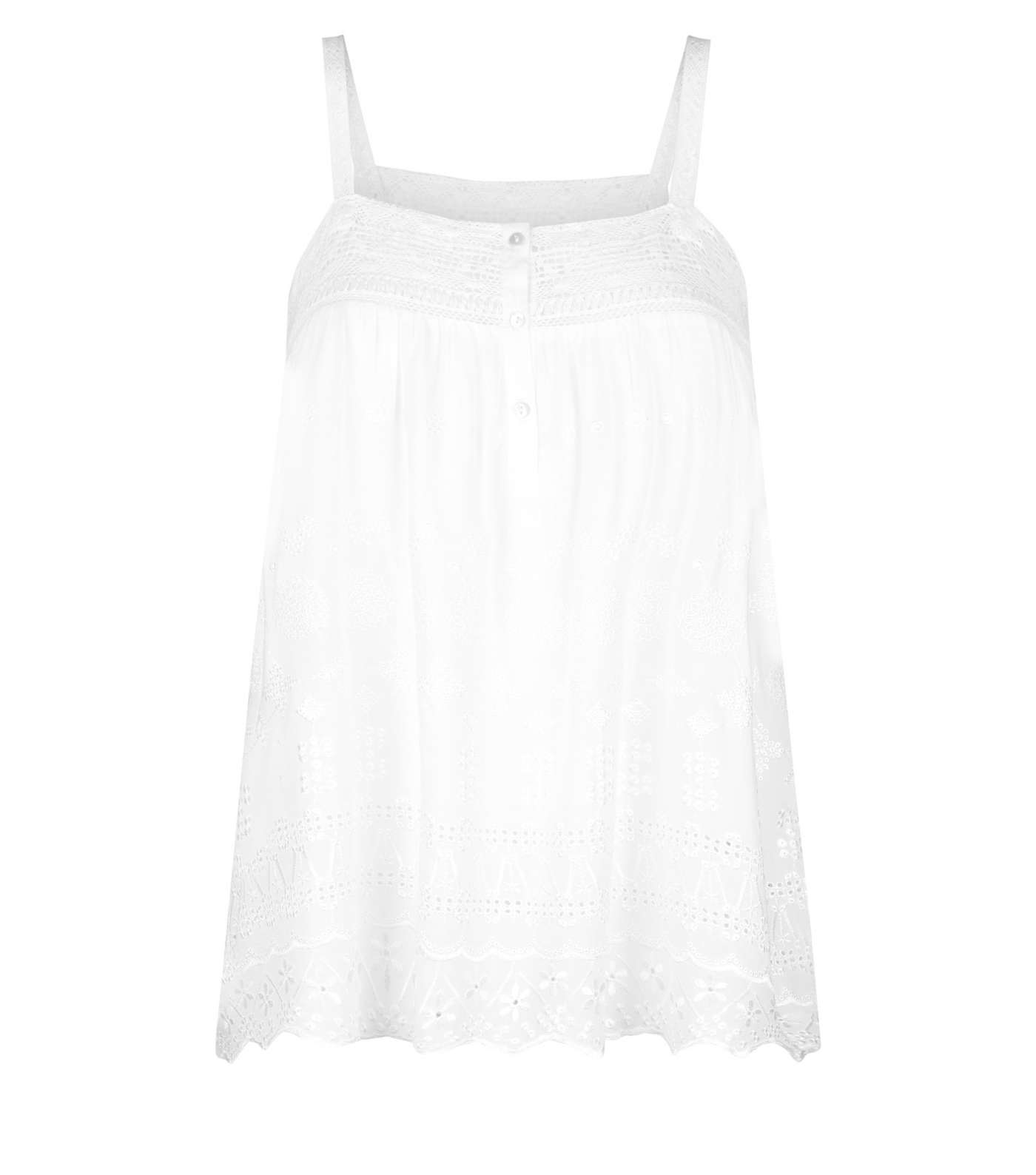 Off White Broderie Lace Trim Cami Image 4