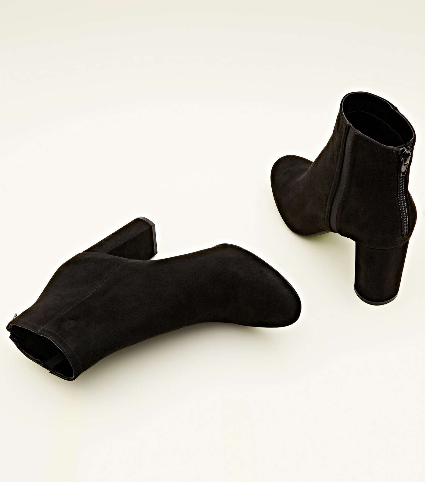 Black Suedette Block Heel Ankle Boots Image 4