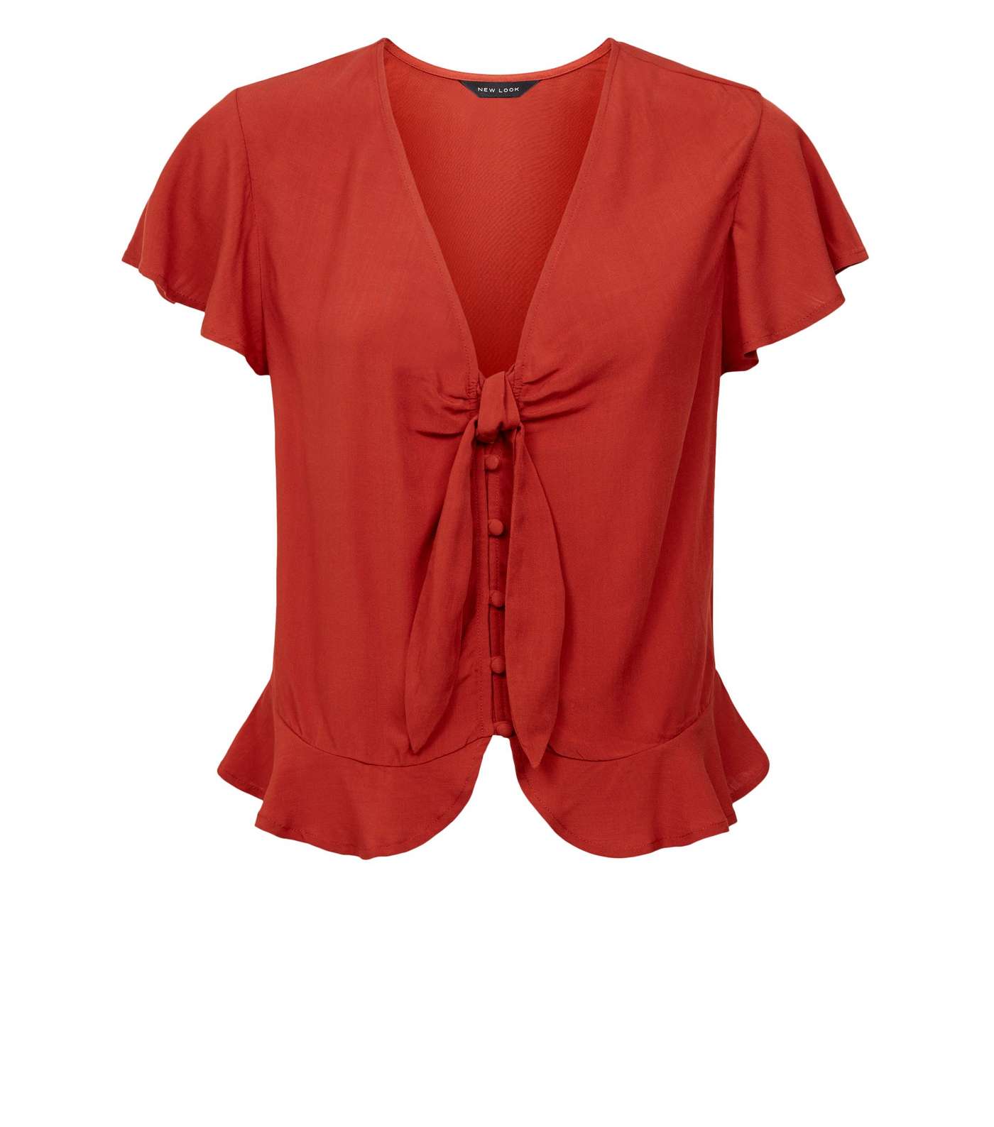 Dark Red Bow Front Peplum Blouse Image 4