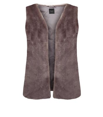 Petite Dark Grey Faux Fur Gilet