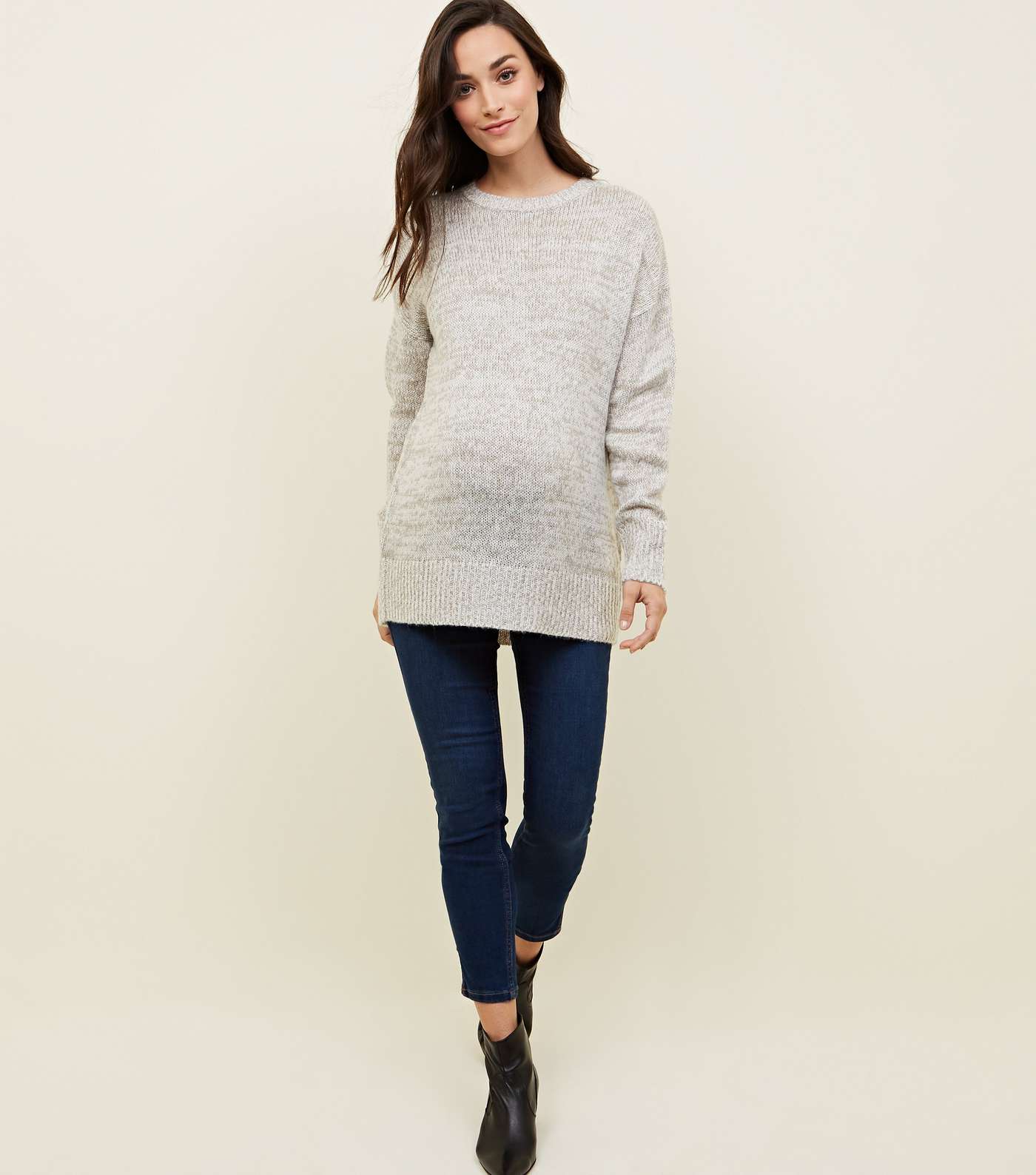 Maternity Pale Grey Knitted Jumper Image 2
