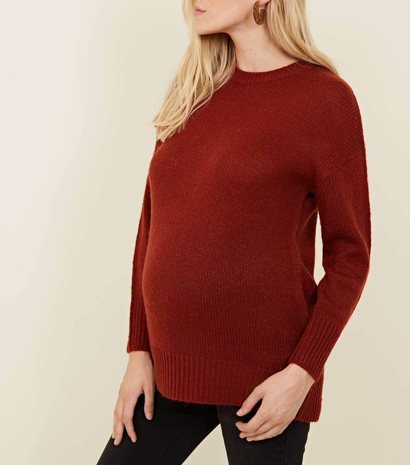 Maternity Rust Knitted Jumper Image 3