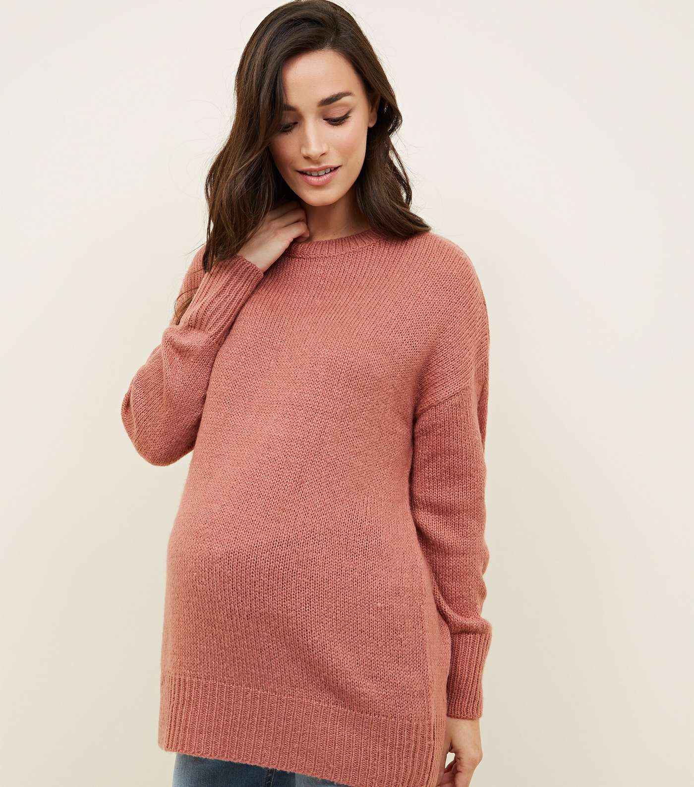 Maternity Mid Pink Knitted Jumper