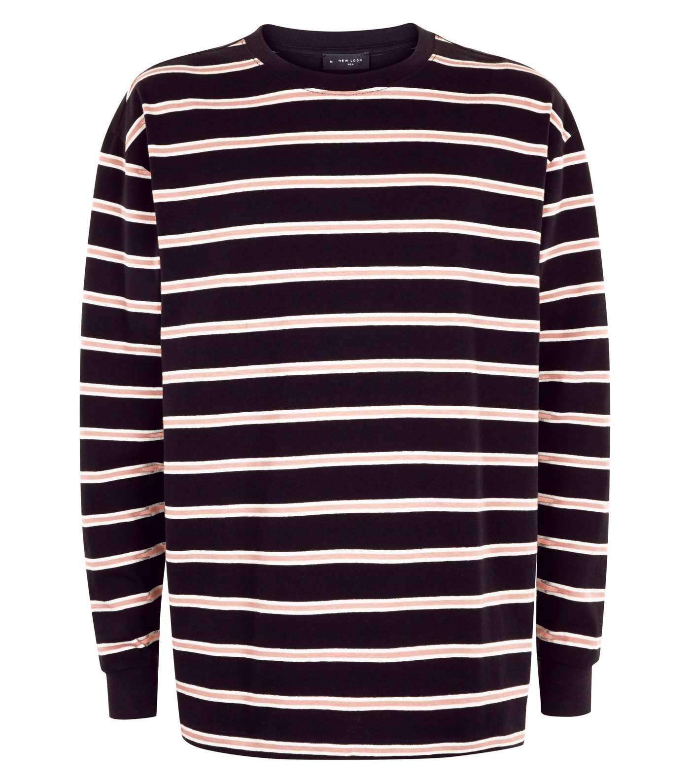Coral and White Stripe Long Sleeve T-Shirt Image 4