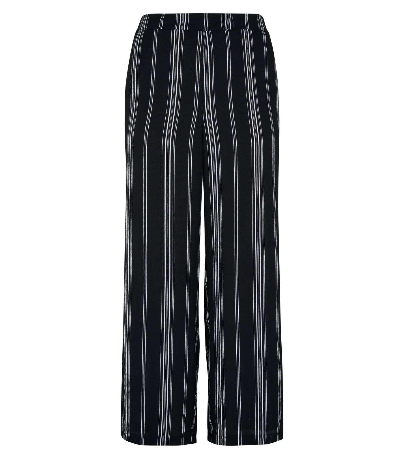 Curves Black Stripe Wide Leg Trousers Image 4