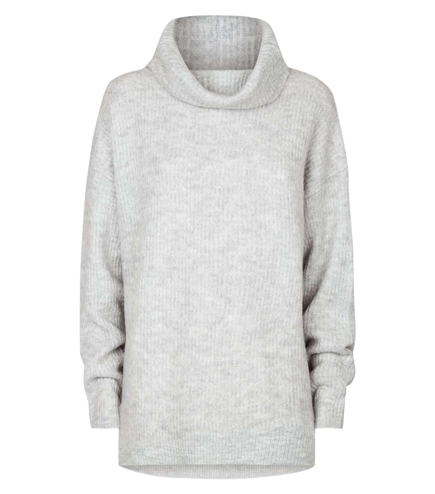 Pale Grey Slouchy Roll Neck Jumper Image 4