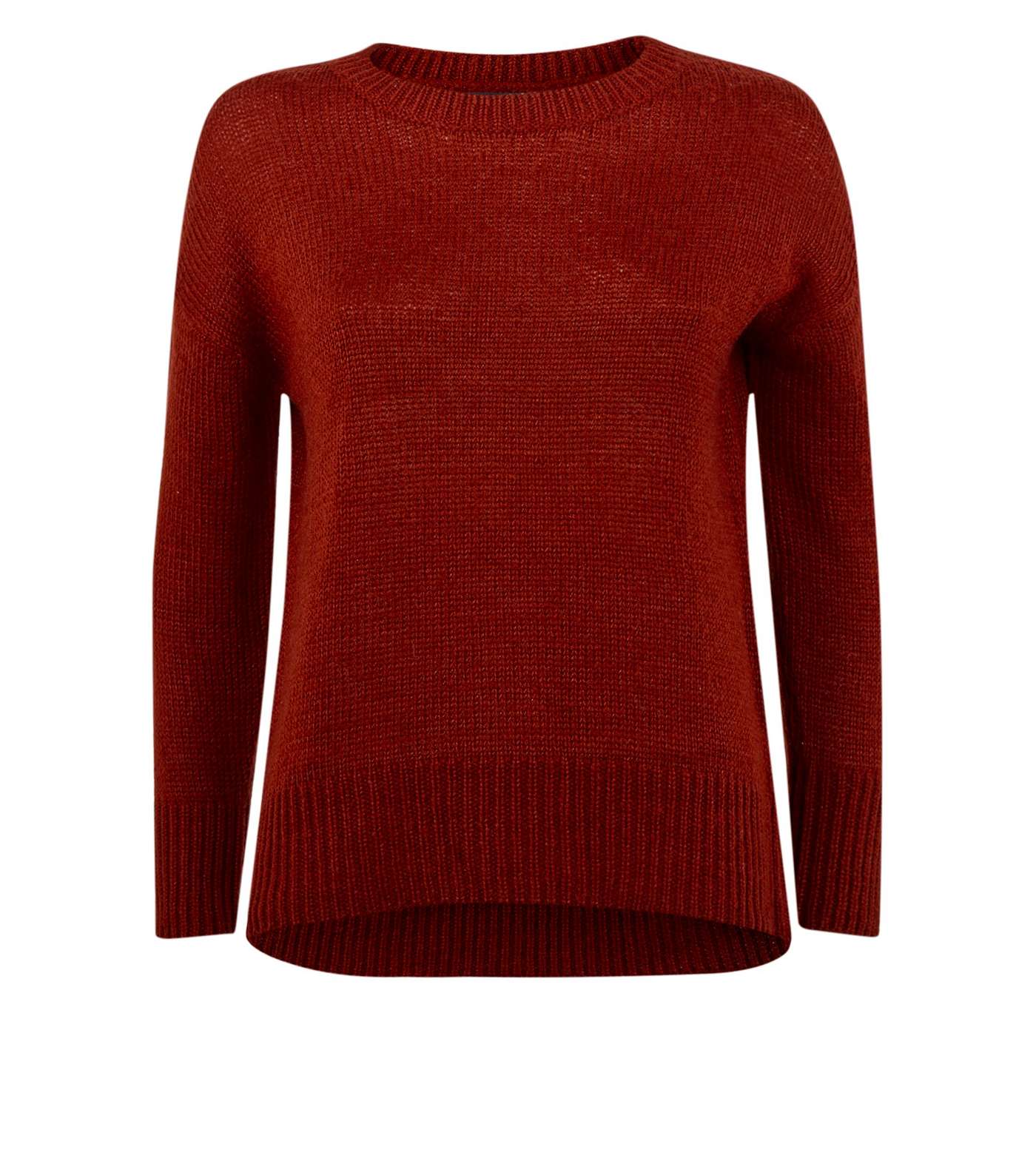Petite Rust Longline Knitted Jumper  Image 4