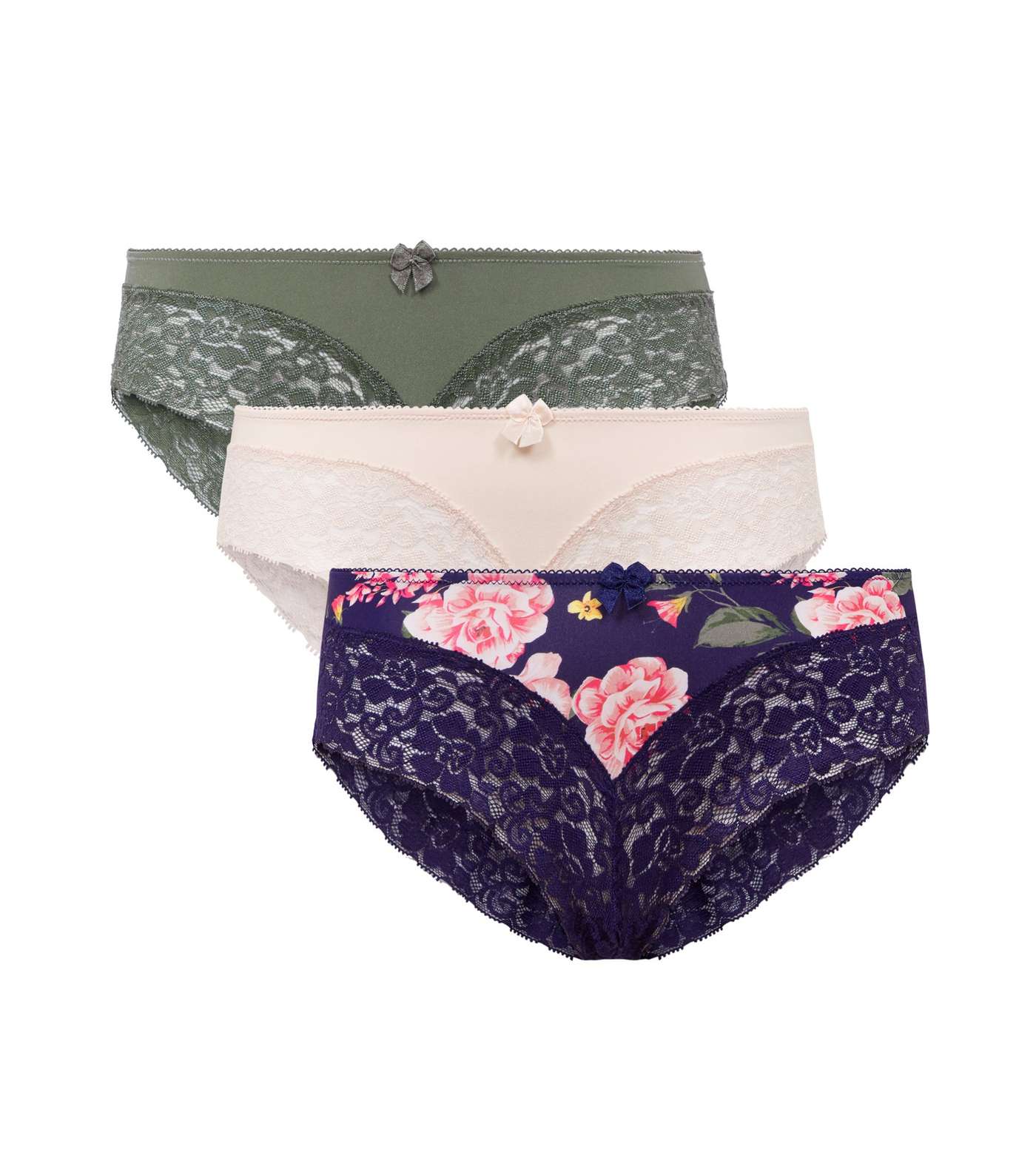 Maternity 3 Pack Floral Lace Brazilian Briefs 