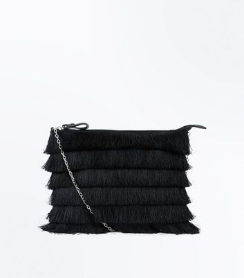 new look black tassel bag