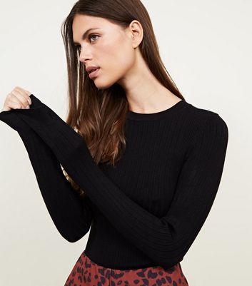 new look black ribbed jumper