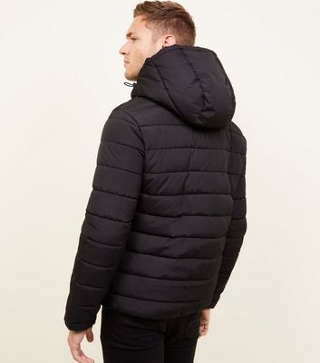 mens black puffer coat with hood