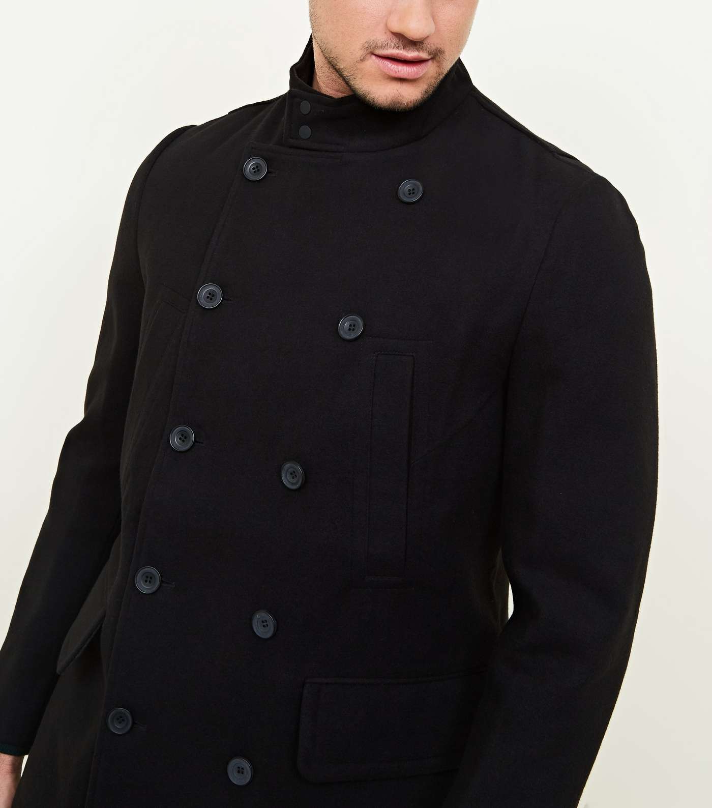 Black Double Breasted Military Coat Image 5