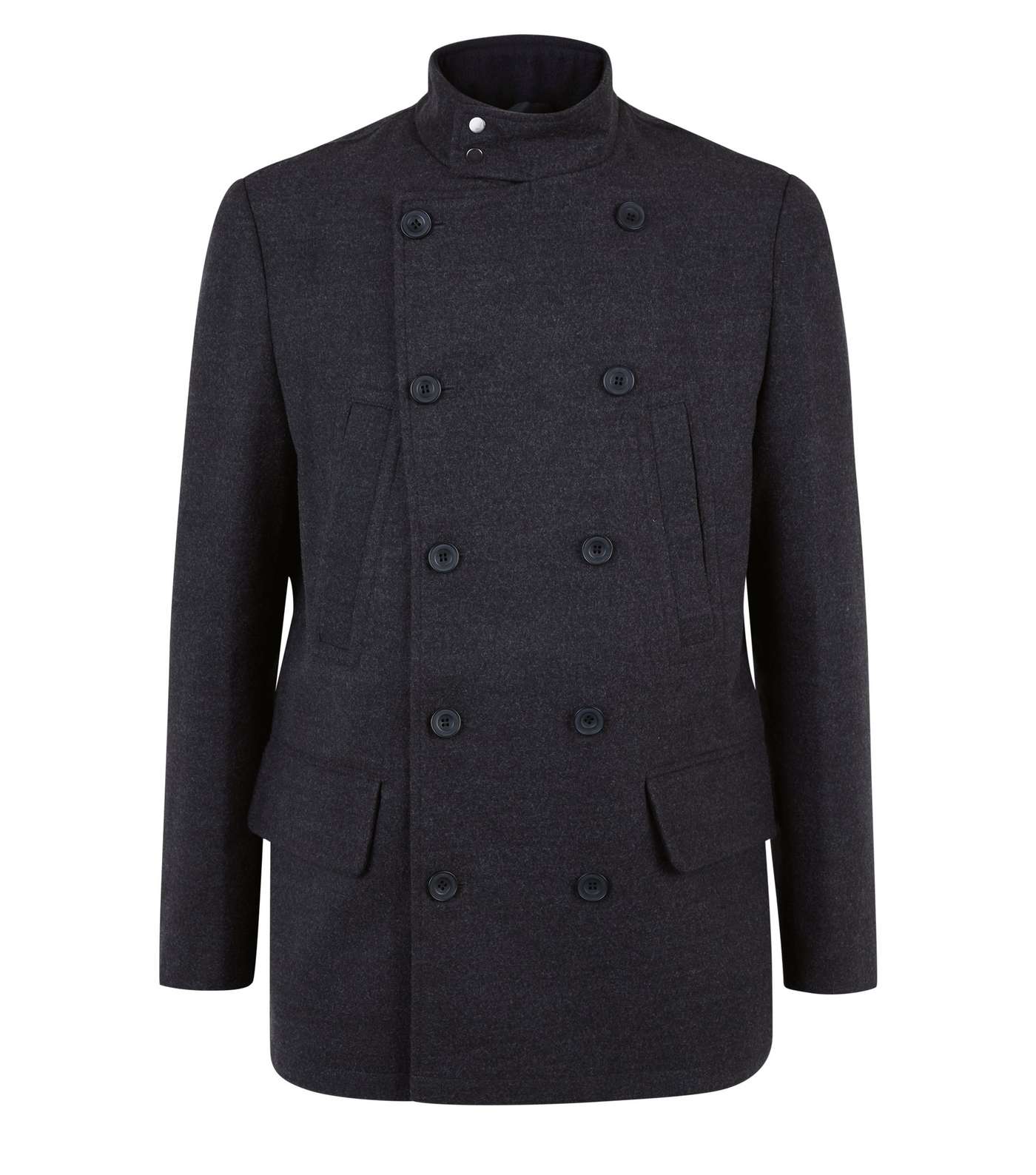 Dark Grey Double Breasted Military Coat Image 4