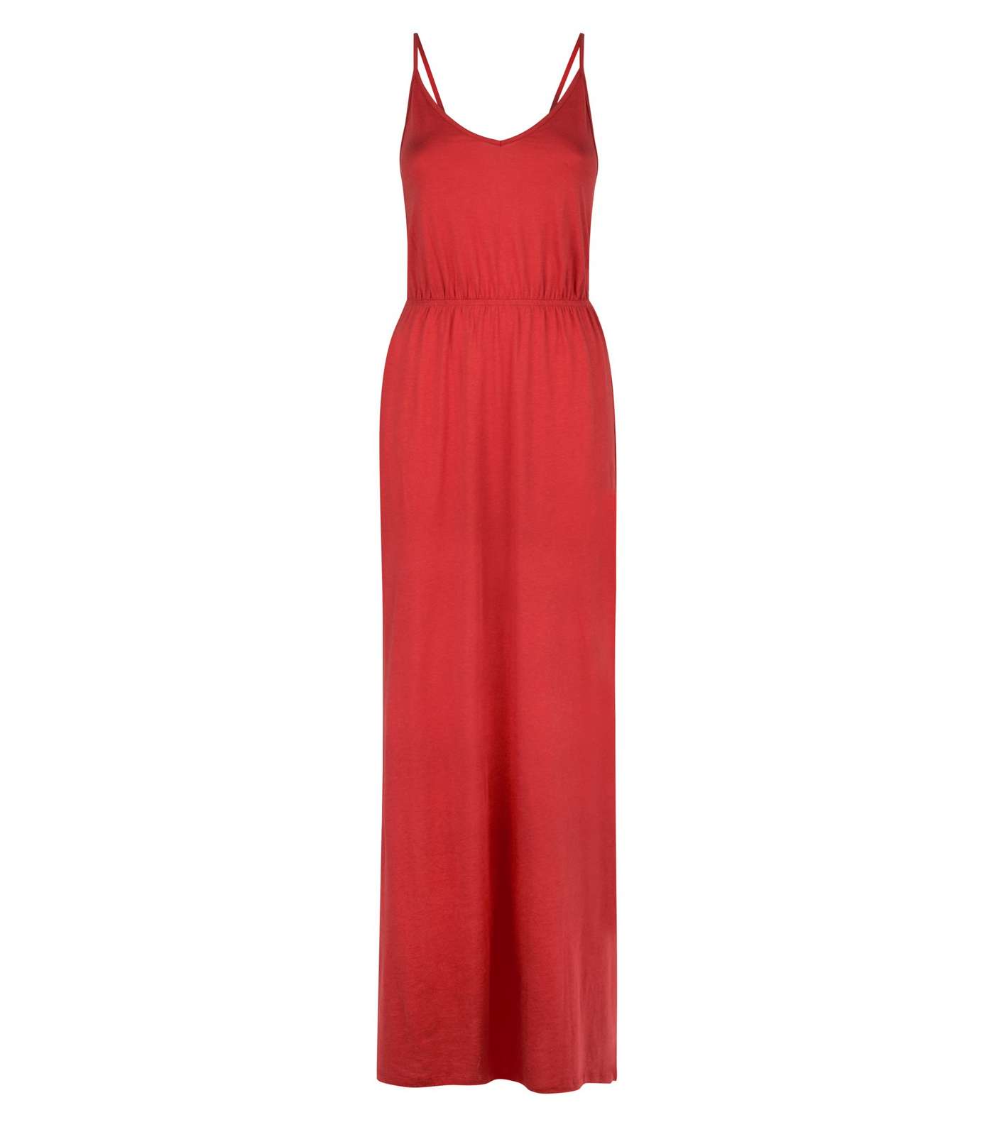 Red Jersey V Neck Maxi Dress Image 3