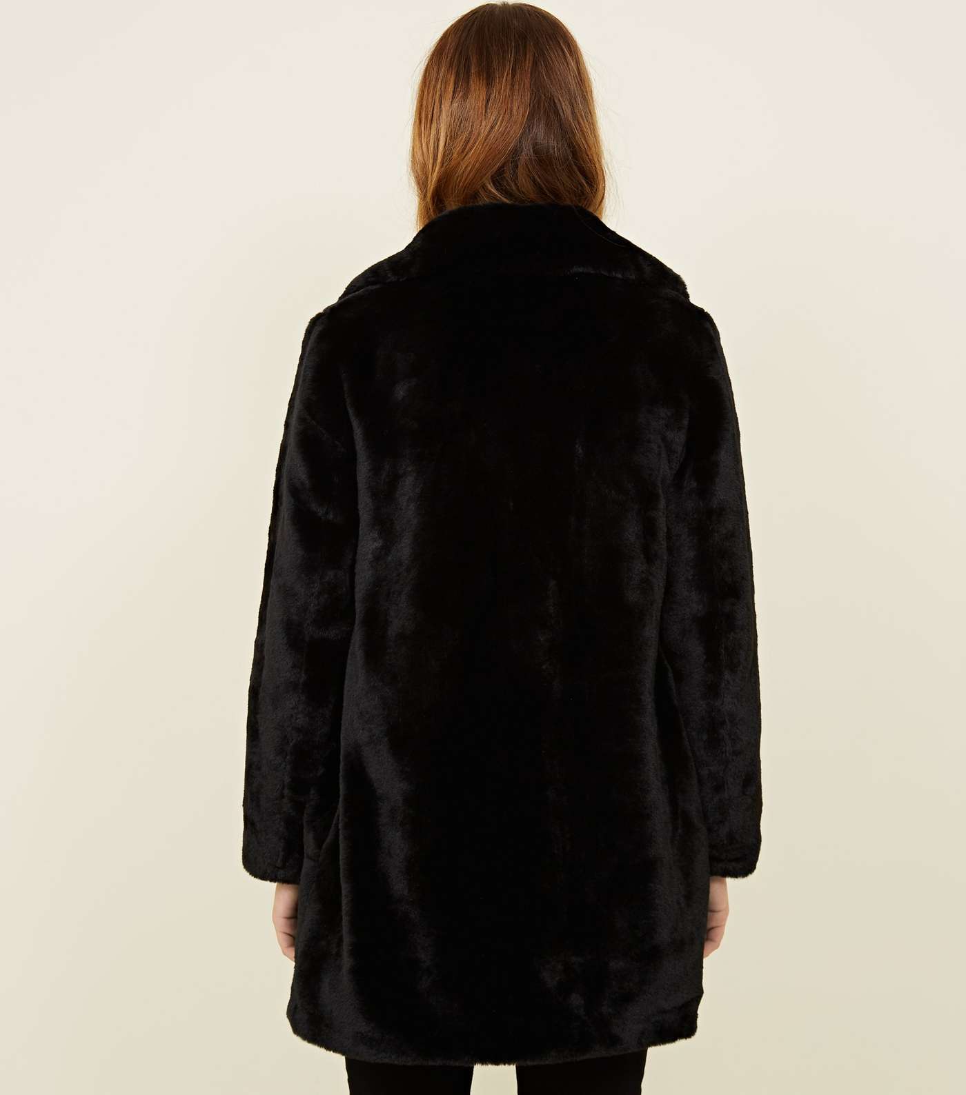 Petite Black Faux Fur Coat  Image 3