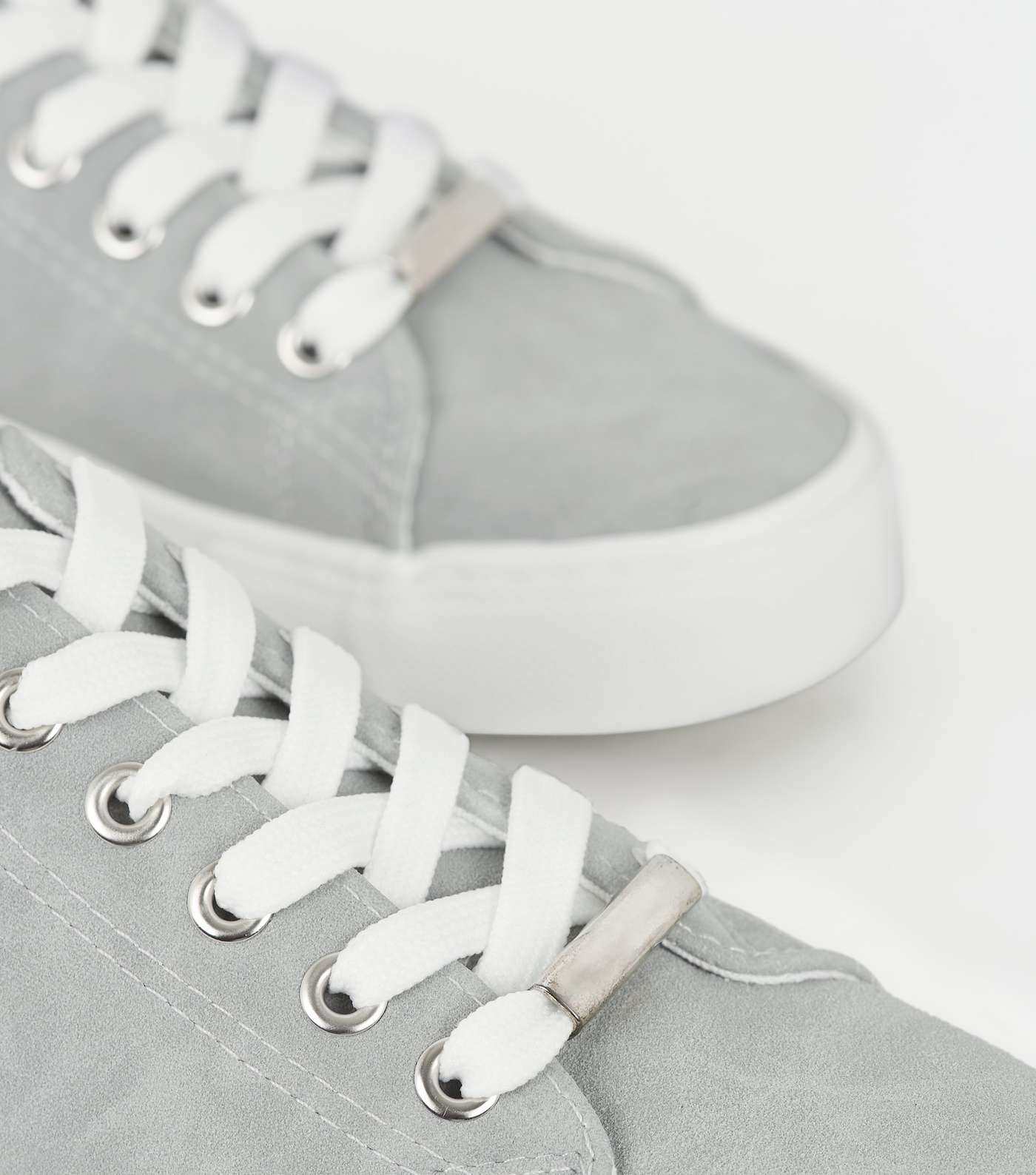 Grey Leather-Look Metal Trim Trainers Image 4