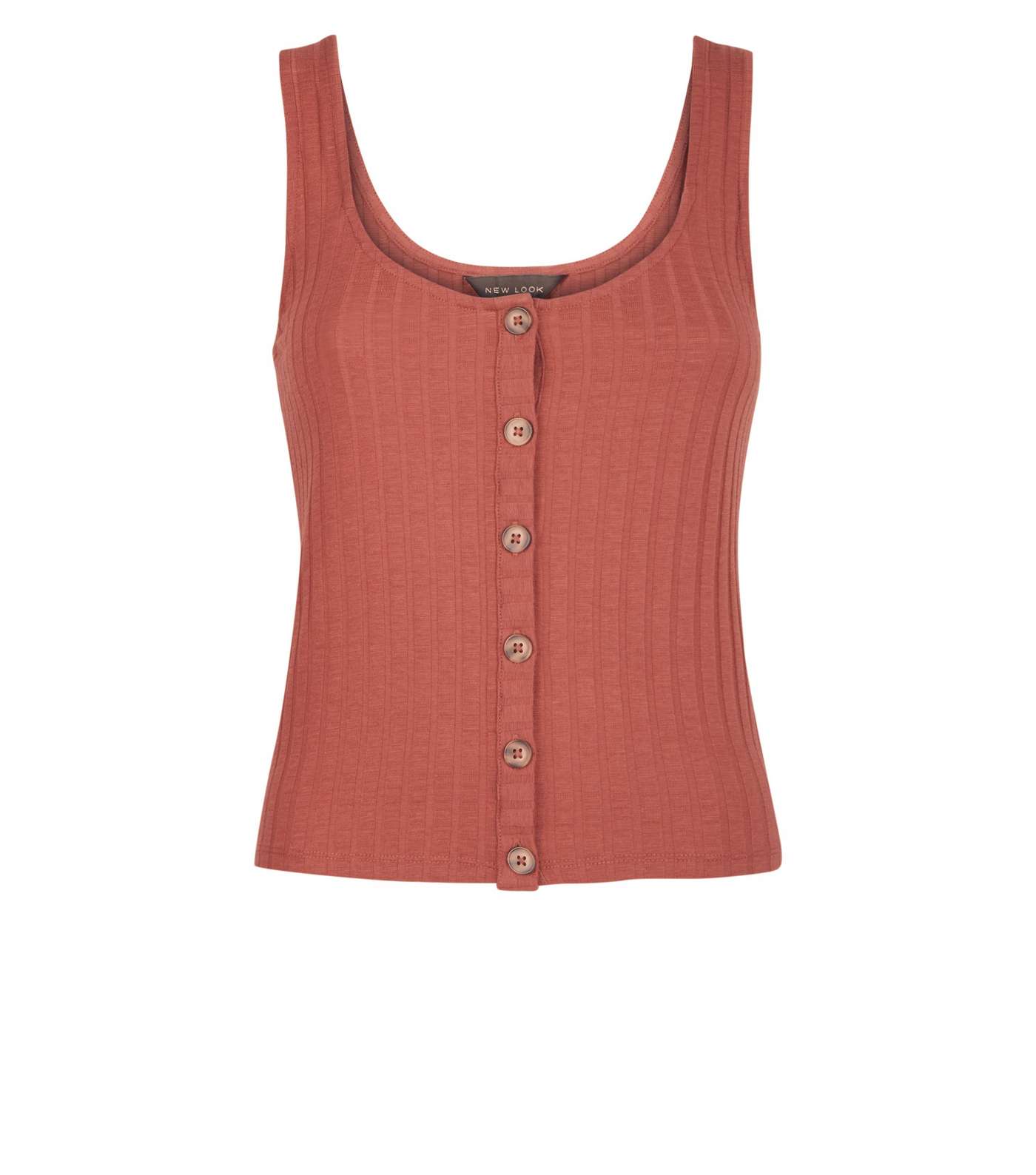 Dark Rust Button Front Ribbed Vest Image 4
