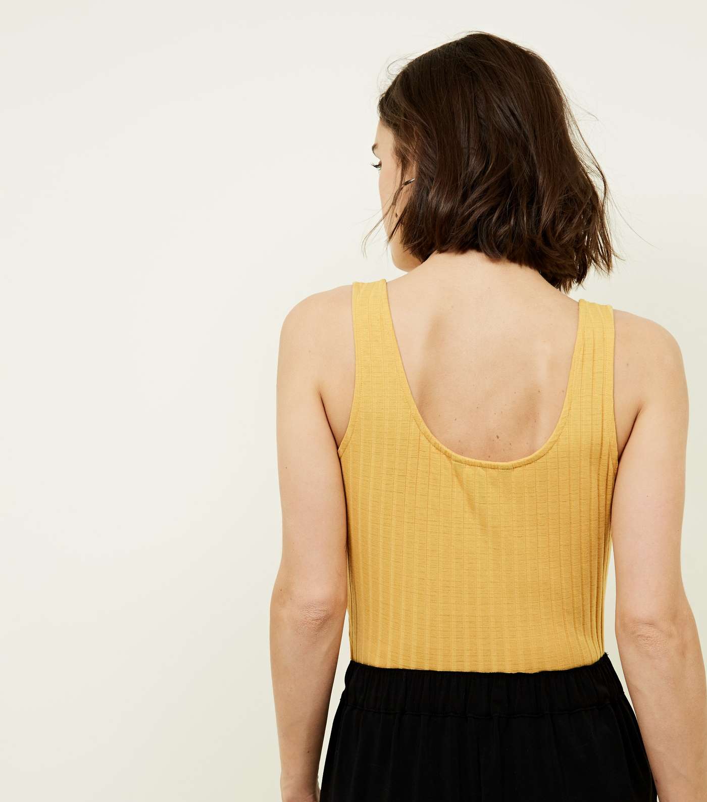 Yellow Button Front Ribbed Vest Image 3