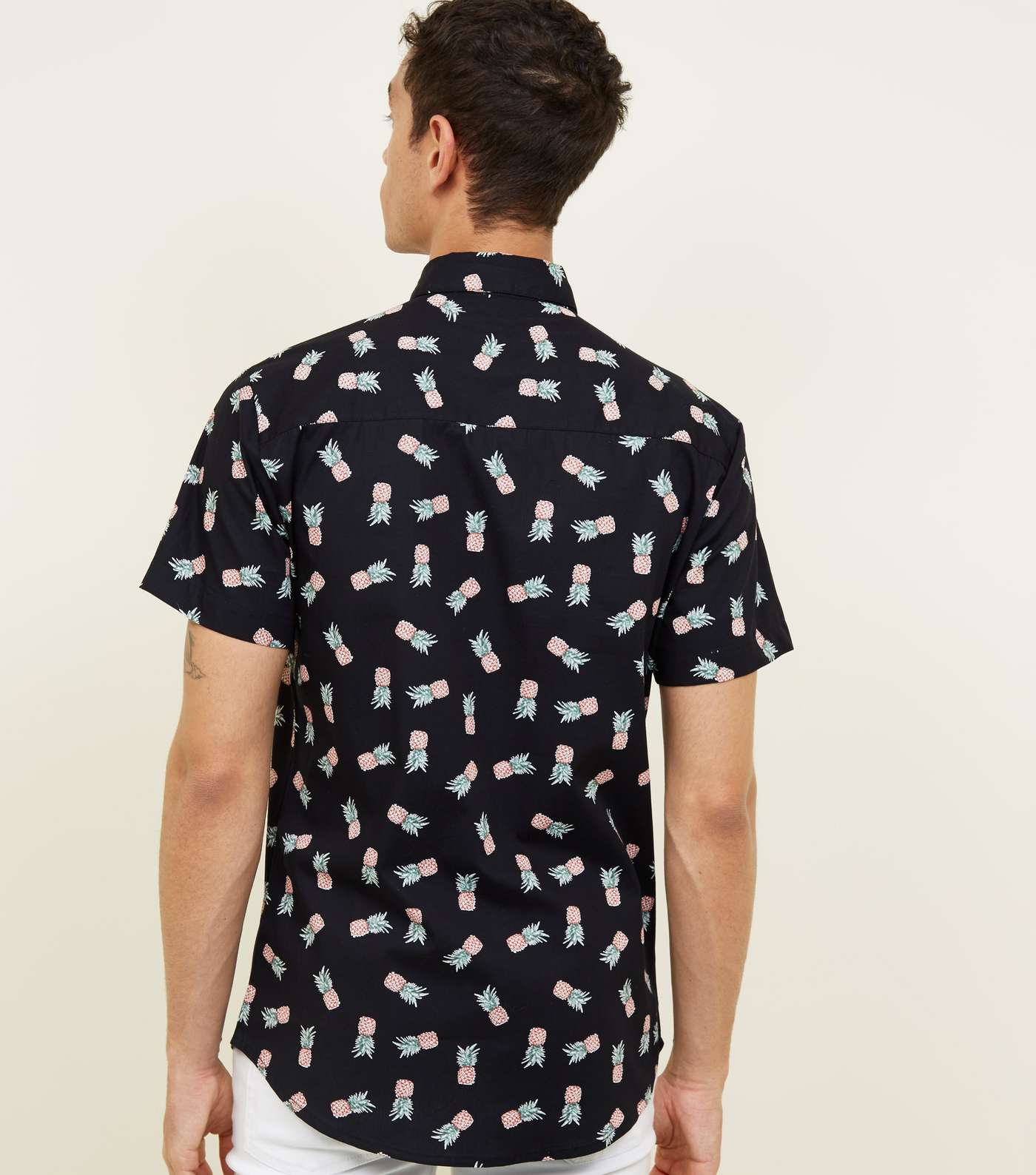 Black Pineapple Print Short Sleeve Shirt Image 3