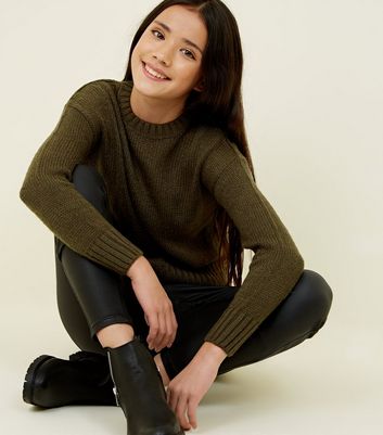 khaki green knitted jumper