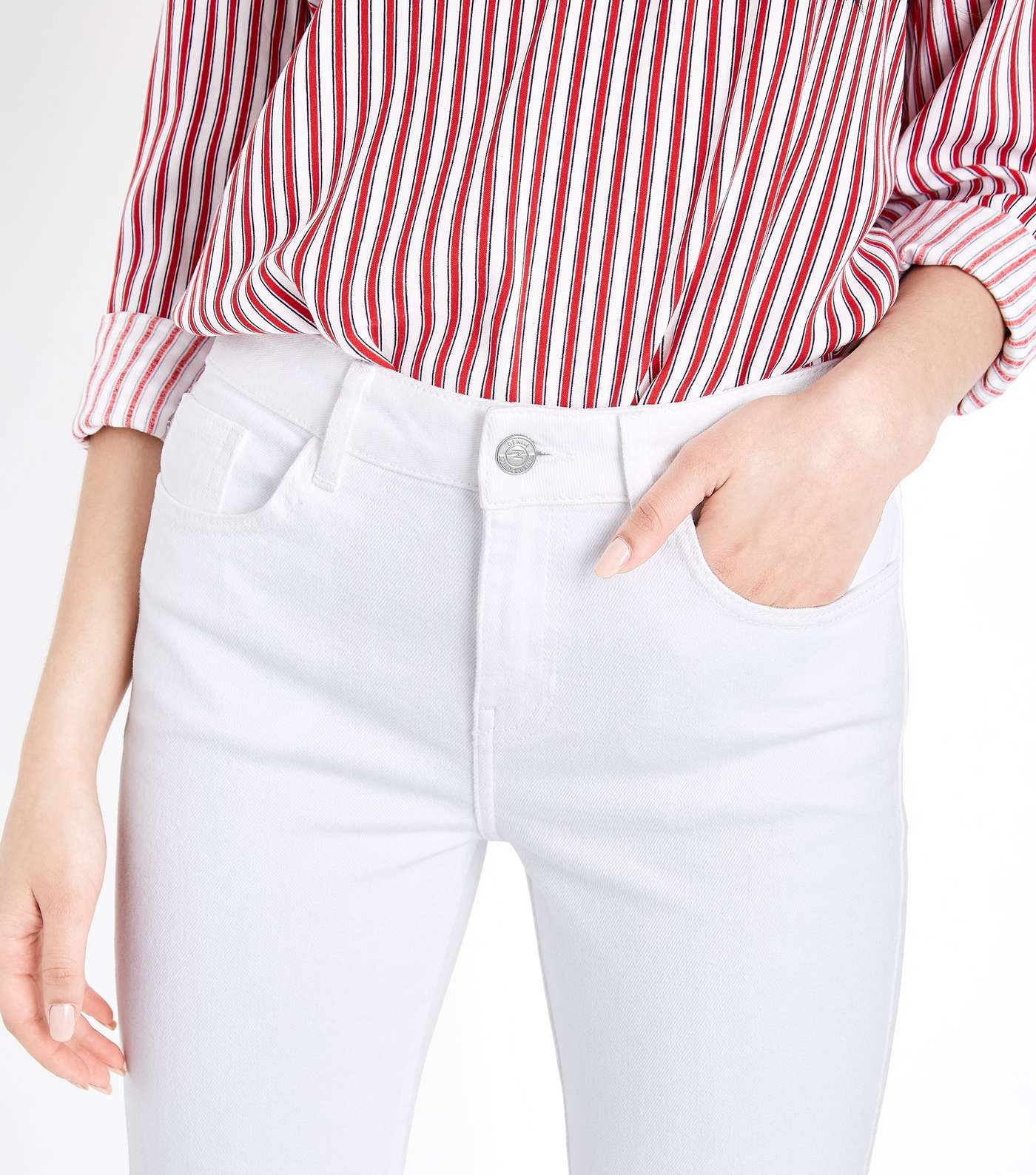 Petite White Cropped Kick Flare Jeans Image 5
