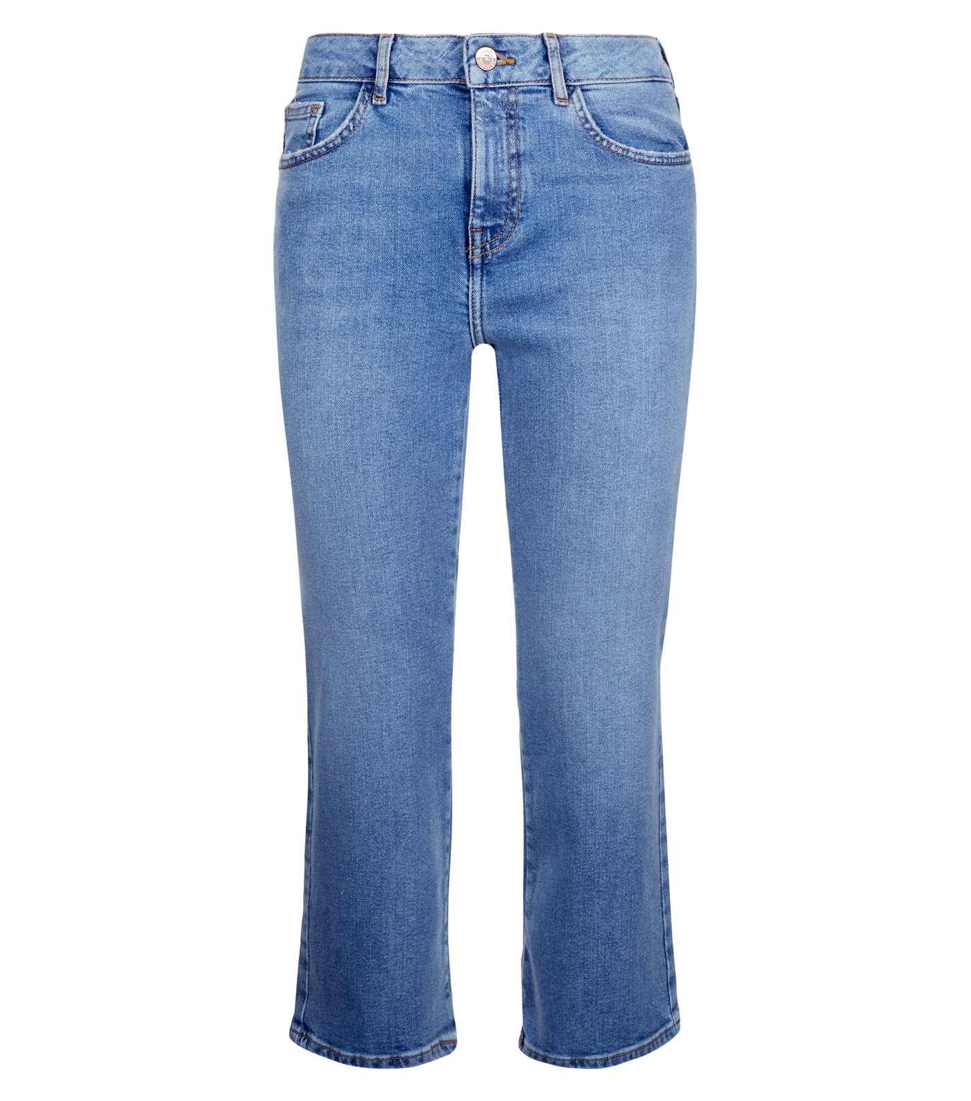 Petite Blue Cropped Kick Flare Jeans Image 4