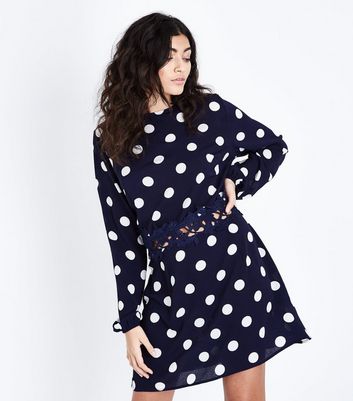 ax paris navy polka dot dress