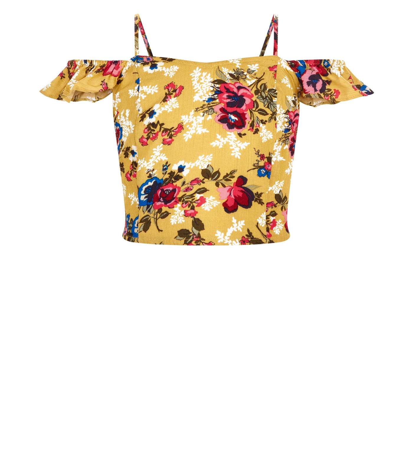 Girls Yellow Floral Cold Shoulder Cami Image 4