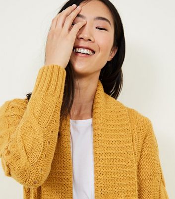 cable knit mustard cardigan