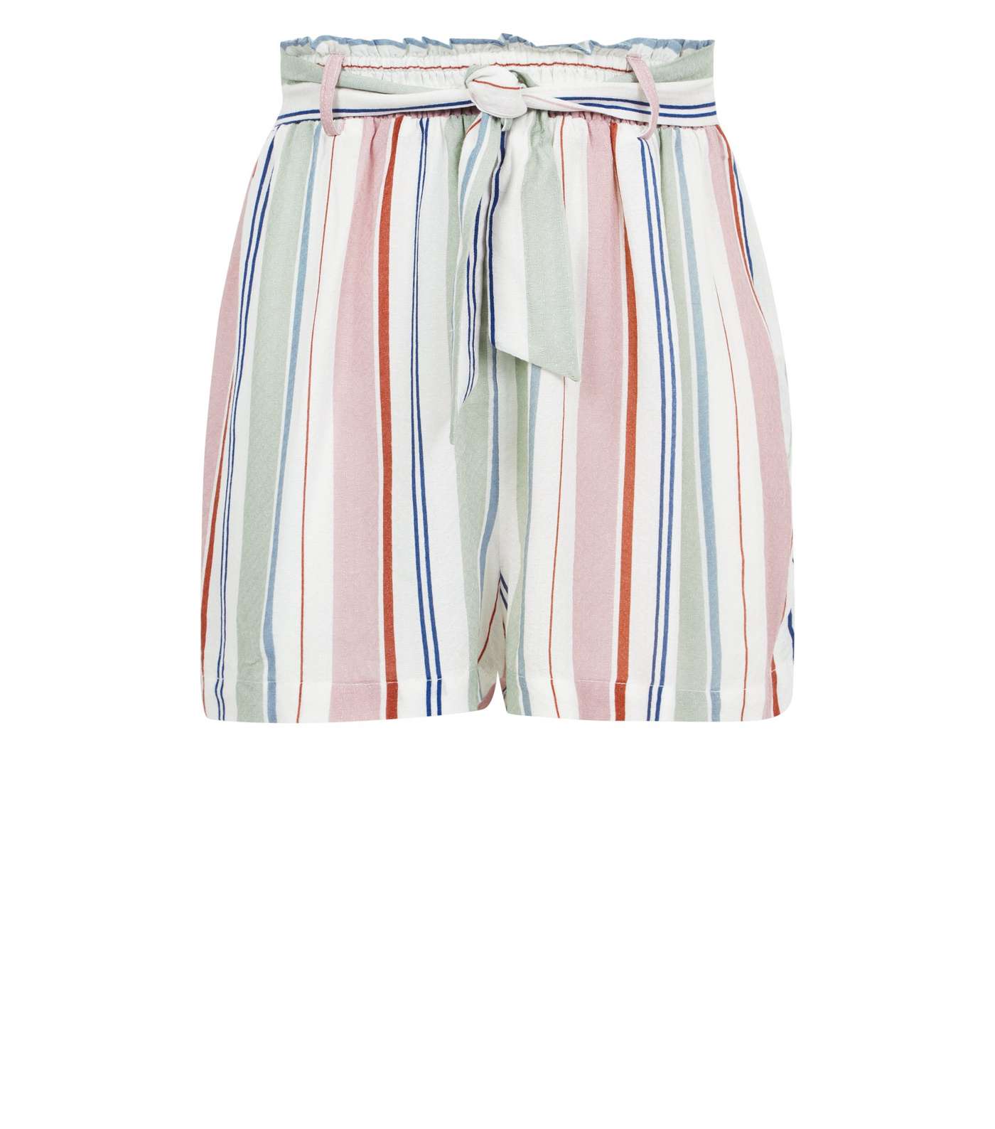 Girls Rainbow Stripe Paperbag Shorts Image 4