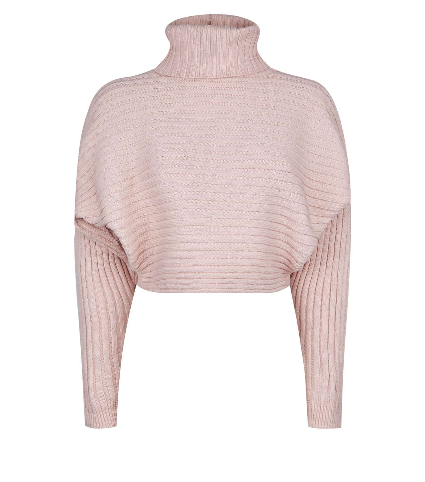 Pale Pink Roll Neck Boxy Cropped Jumper Image 4