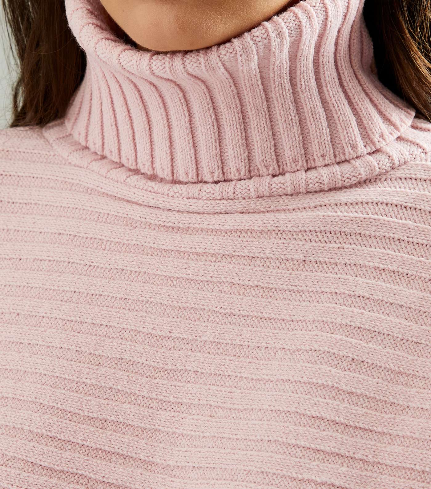 Pale Pink Roll Neck Boxy Cropped Jumper Image 6