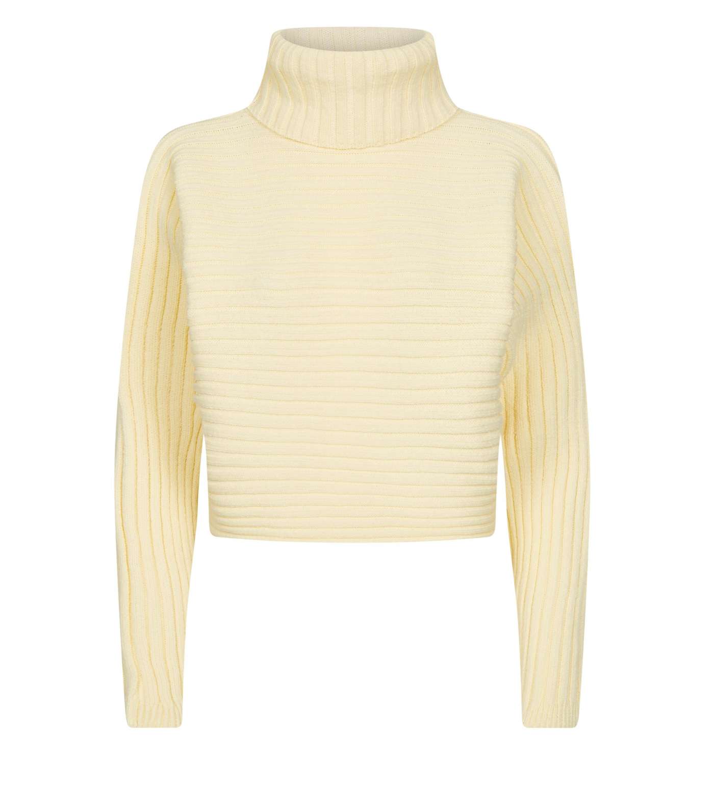 Pale Yellow Roll Neck Boxy Cropped Jumper  Image 4