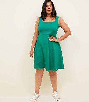 Plus size clearance teal skater skirt