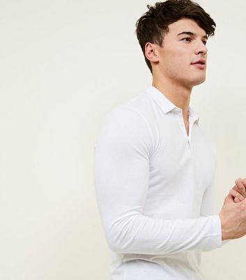 muscle fit long sleeve polo