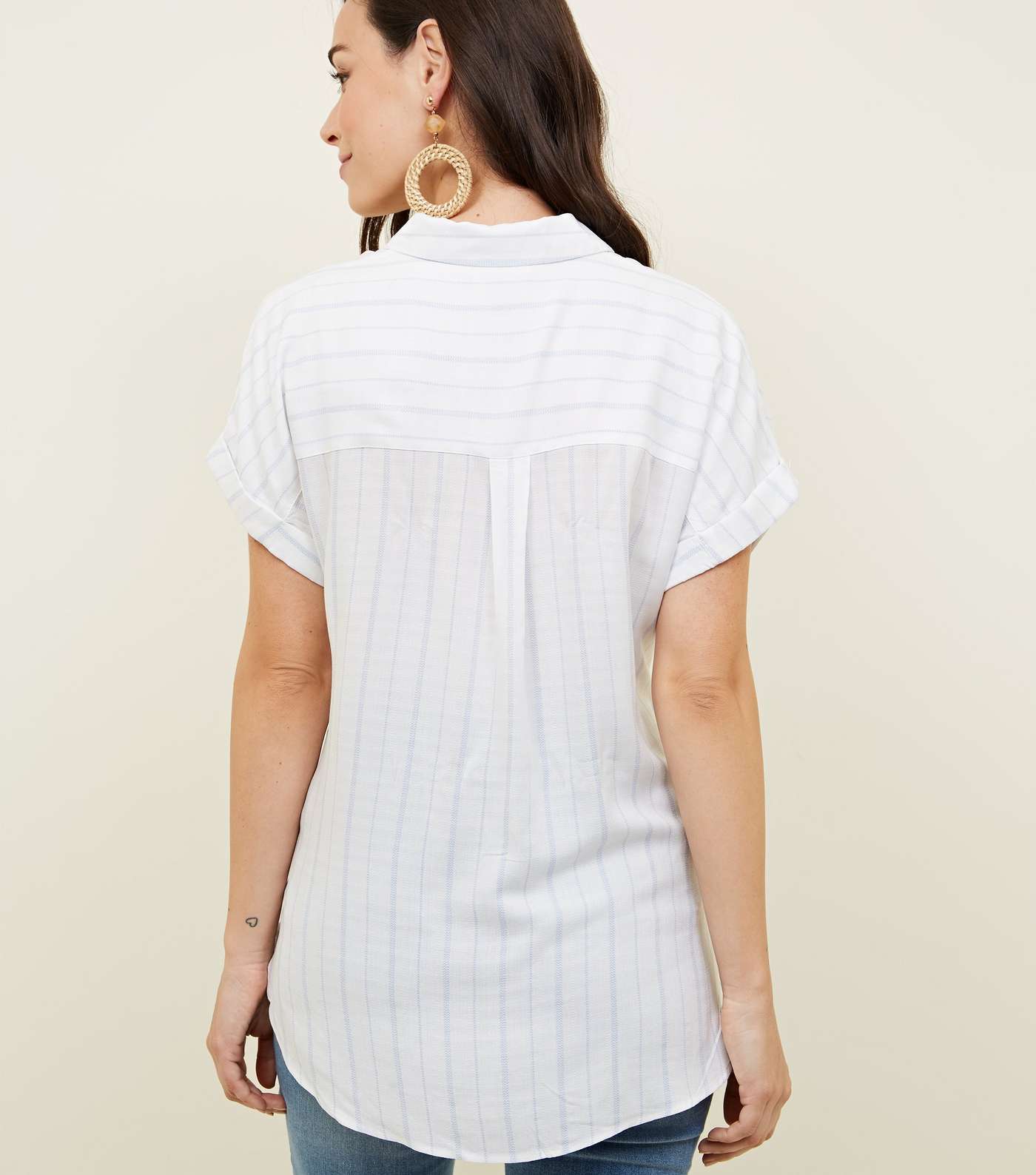 Maternity White Stripe Twist Front Shirt Image 3