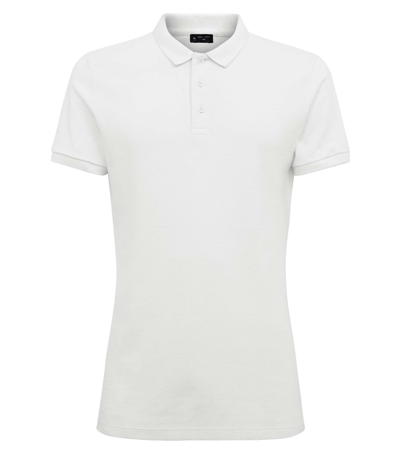 White Muscle Fit Textured Polo Shirt Image 4