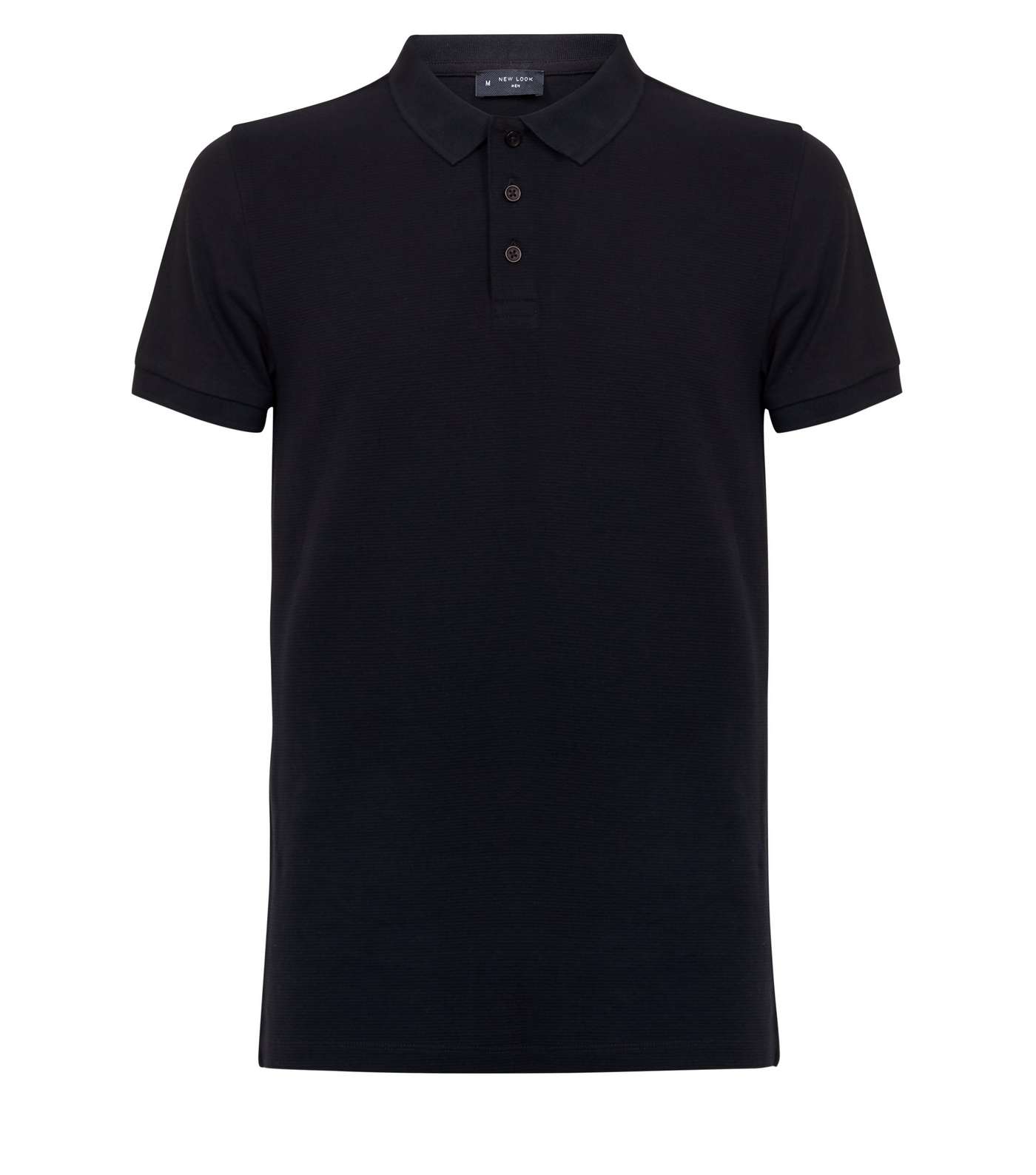 Navy Muscle Fit Textured Polo Shirt Image 4