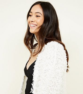 Fluffy cardigan new outlet look