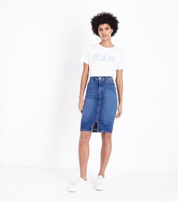 new look long denim skirt