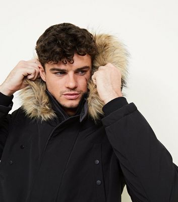 Parka noir fourrure discount homme