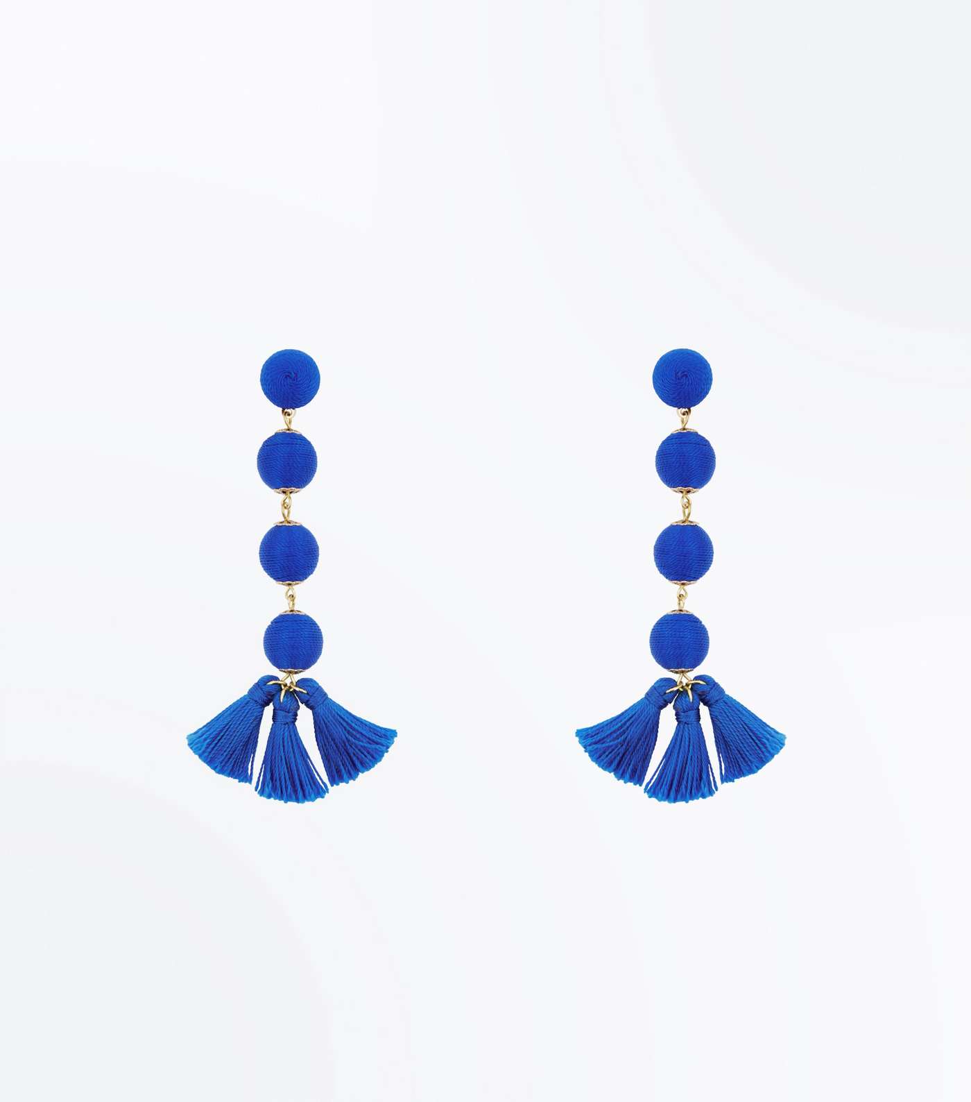Bright Blue Orb and Tassel Drop Earrings